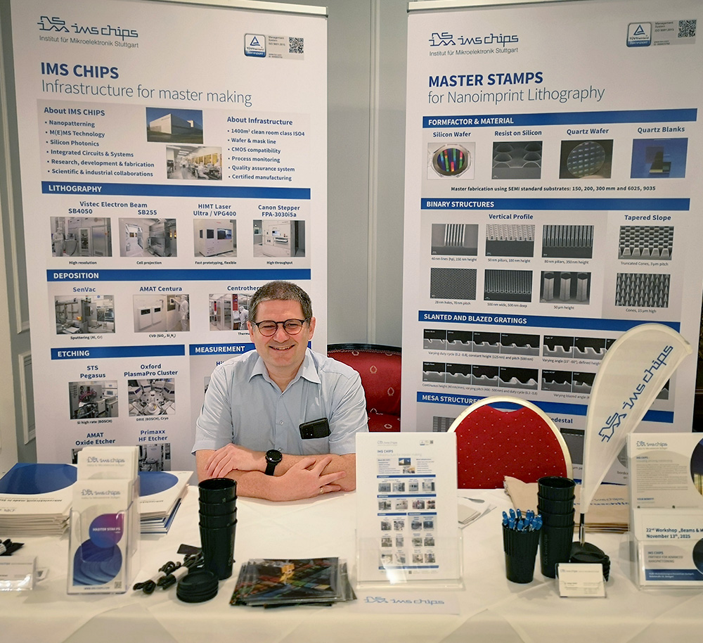 IMS CHIPS booth at the NIL-Industrial Day: Image showcasing the IMS CHIPS stand during the NIL-Industrial Day event, highlighting their presence and innovations.